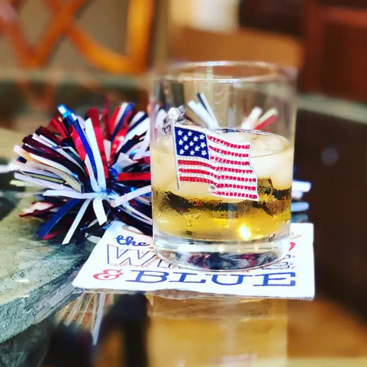 American Flag Jeweled Double Old Fashioned Glass