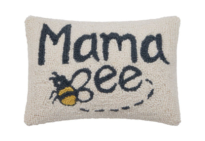 Mama Bee Hooked Wool Pillow