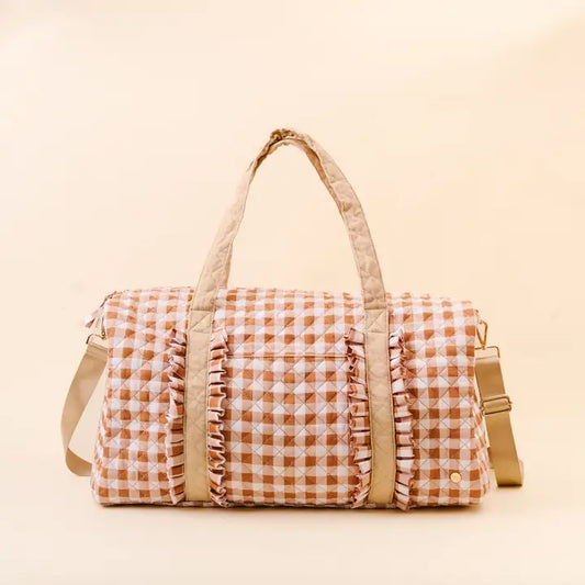 Maple Gingham Quilted Weekender Bag