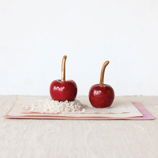 Stoneware Cherry Salt & Pepper Shakers