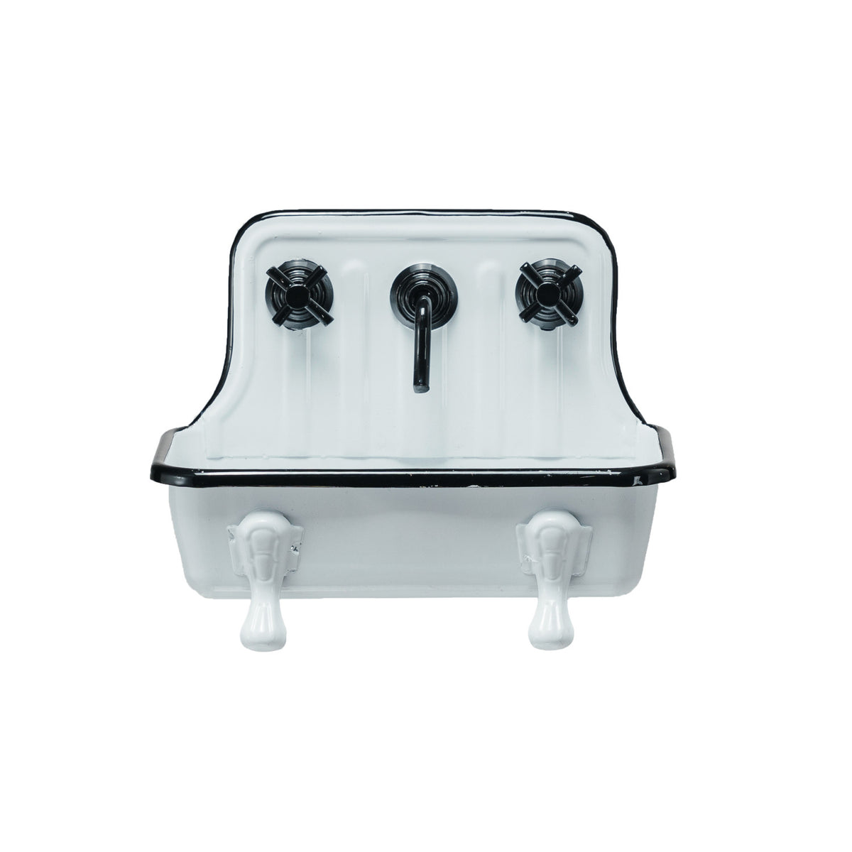 Black & White Metal Sink Soap Holder