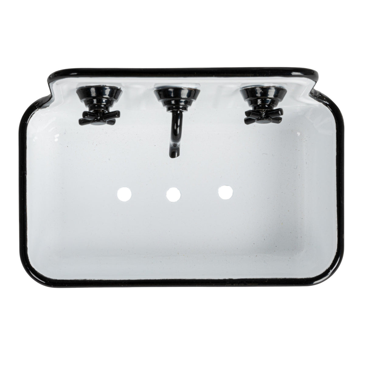Black & White Metal Sink Soap Holder