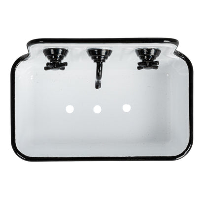 Black & White Metal Sink Soap Holder