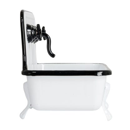 Black & White Metal Sink Soap Holder