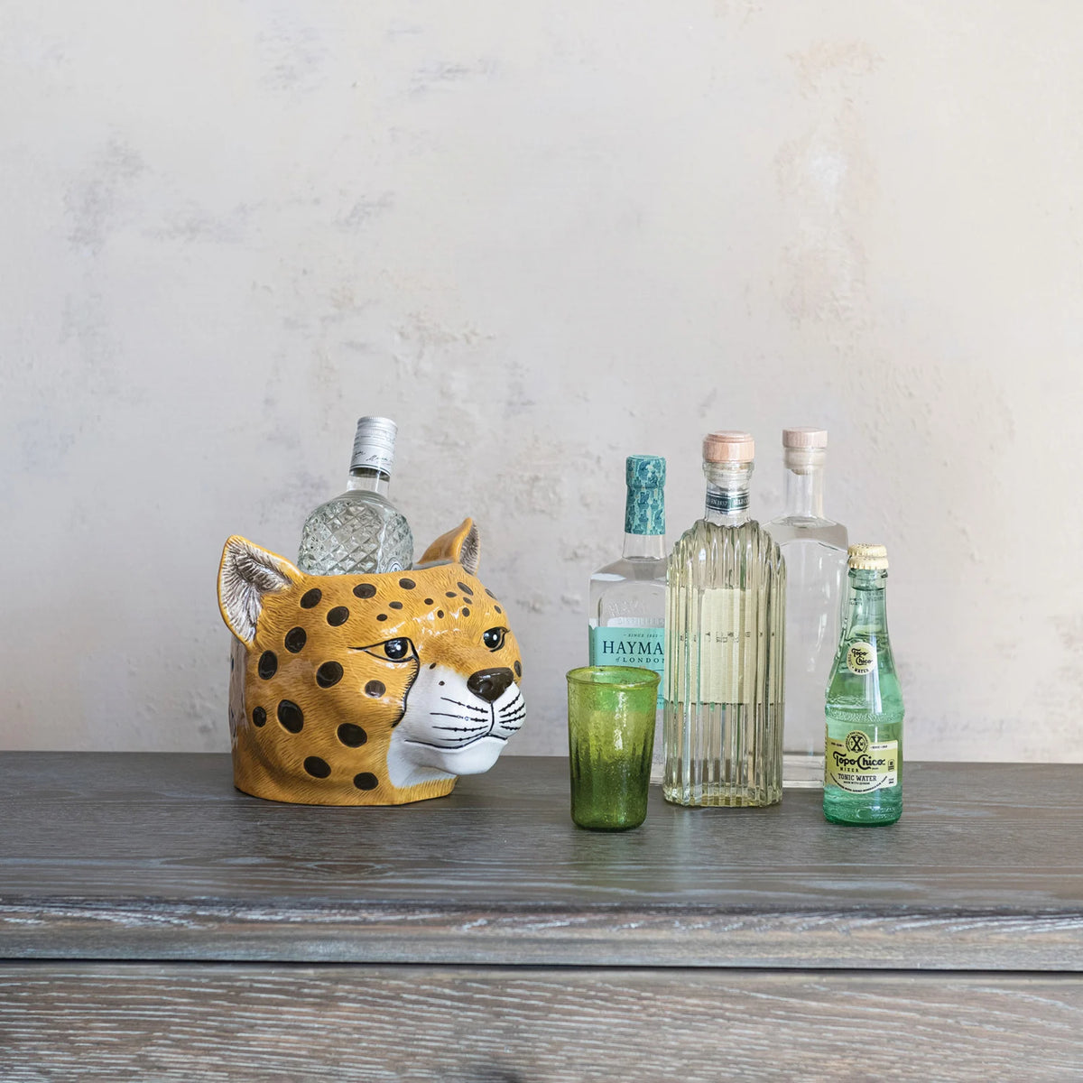 Ceramic Cheetah Head Planter/Bottle Cooler