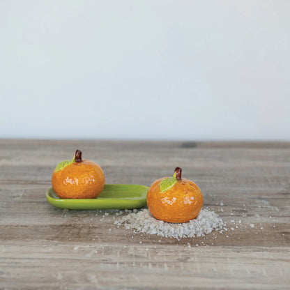 Clementine Salt & Pepper Shakers with Tray