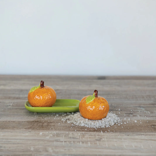 Clementine Salt & Pepper Shakers with Tray