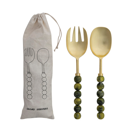 Stainless Steel And Resin Salad Servers