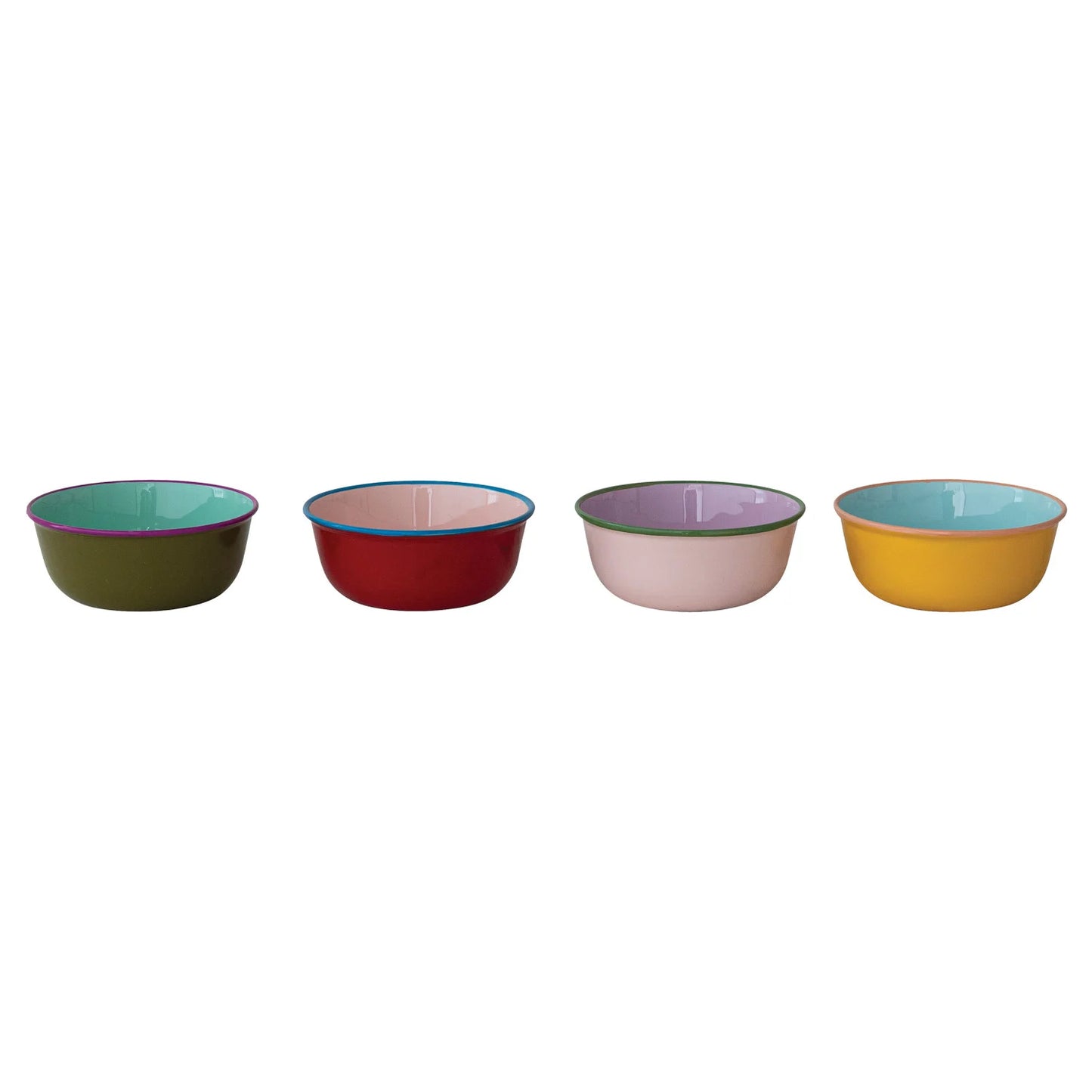 Enameled Stainless Steel Bowl w/ Colored Edge