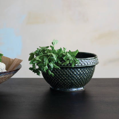 Stoneware Basket Weave Bowl