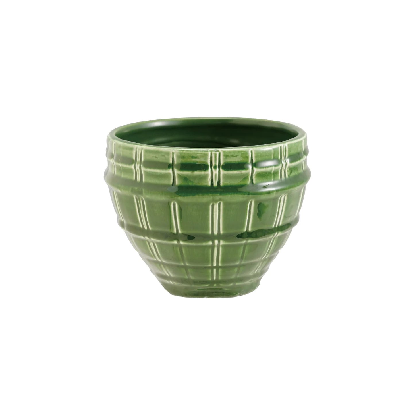 Creative Co-Op Green Debossed Stoneware Bowl