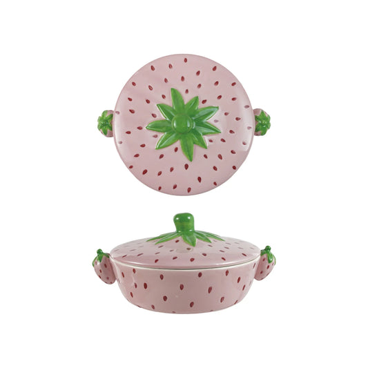Strawberry Shaped Stoneware Baker with Handles
