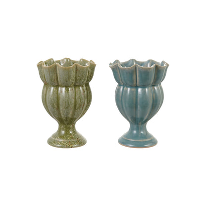 Creative Co-Op Footed Stoneware Vase