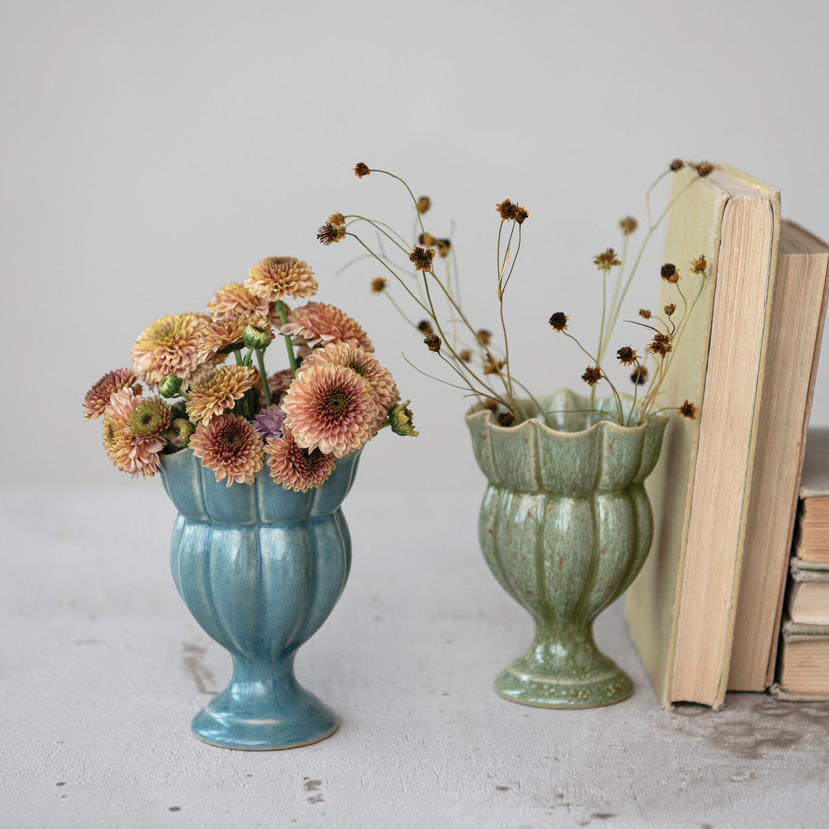 Creative Co-Op Footed Stoneware Vase