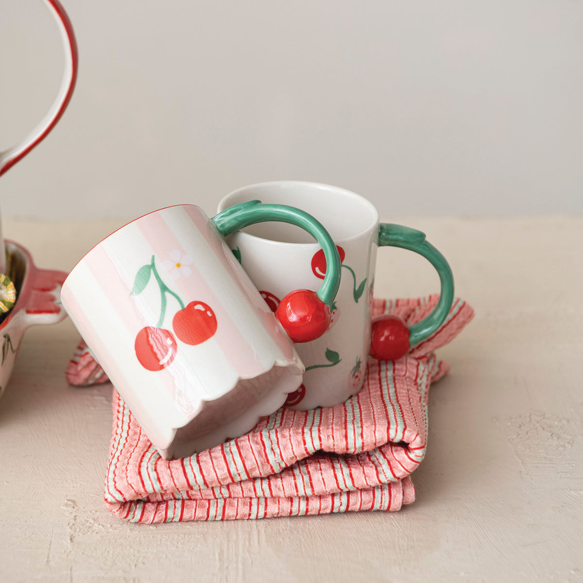Hand-Painted Cherry Handle Mug