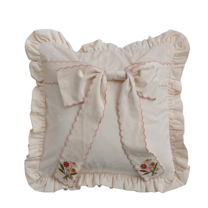 Bow Pillow With Ruffled Edge