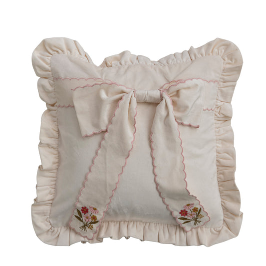 Bow Pillow With Ruffled Edge