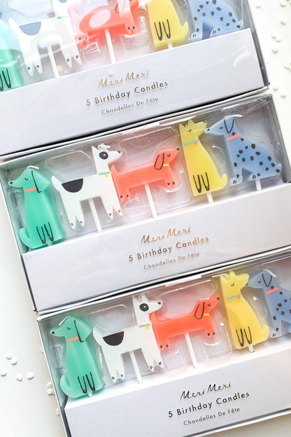 Cute Dog 5 Birthday Candle Set