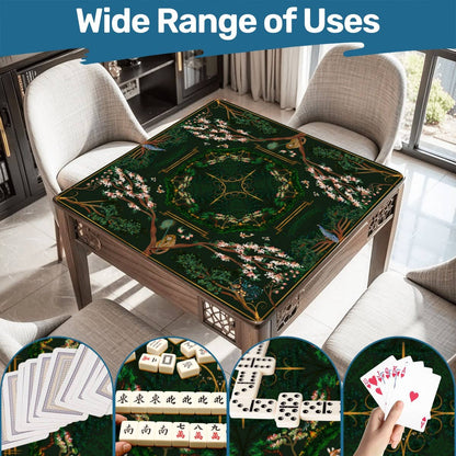 Mahjong Mat - Chinoiserie in Deep Forest Green