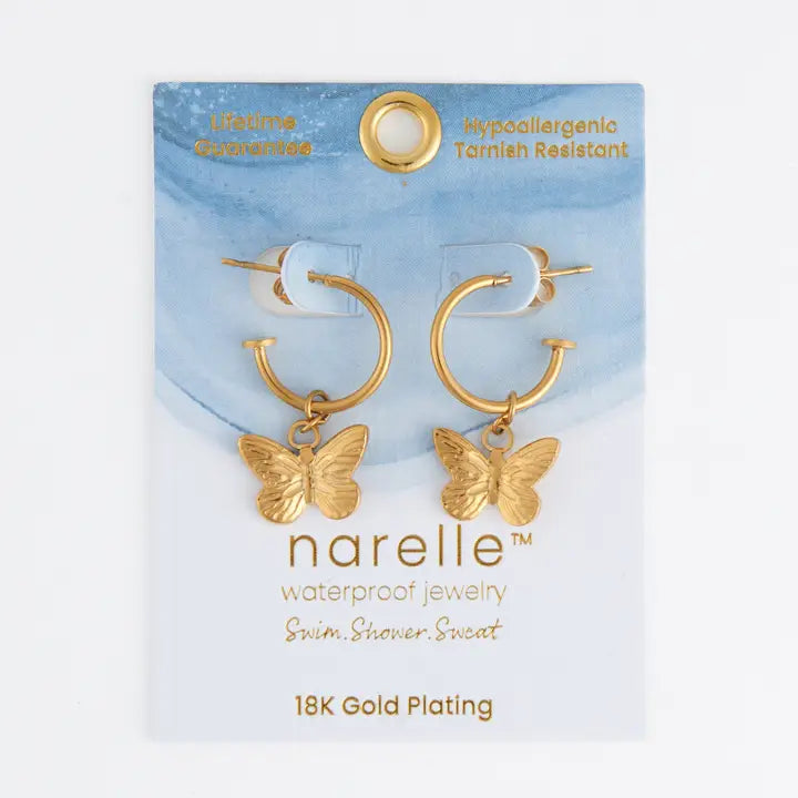 Butterfly Charm Hoop Earrings