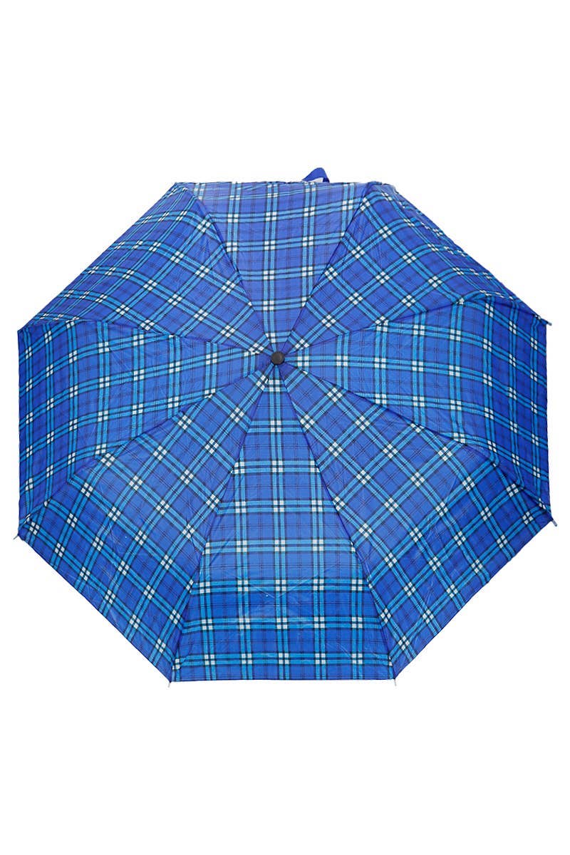Blue Plaid Compact Umbrella