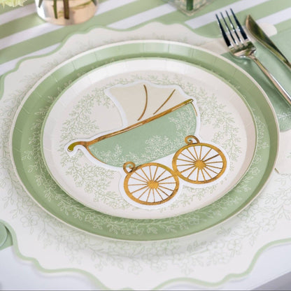 Sage Baby Carriage Beverage Napkins
