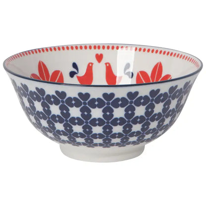 Navy Bird Stamped Bowl