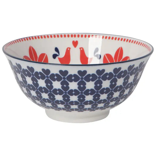 Navy Bird Stamped Bowl