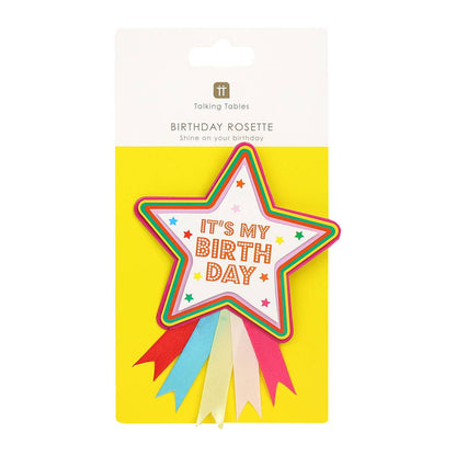 Multi Colored Birthday Star - Rosette Badge