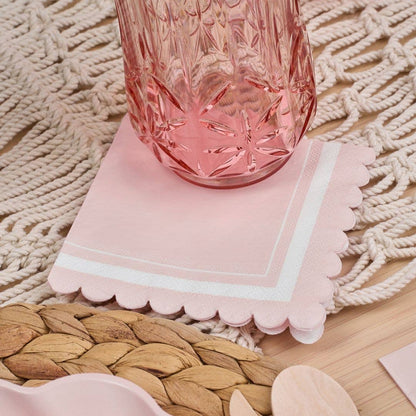 Blush Scalloped Edge Cocktail Napkin