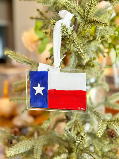 Acrylic Texas Flag Christmas Ornament