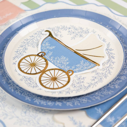 Floral Elegance Blue Dessert Plates