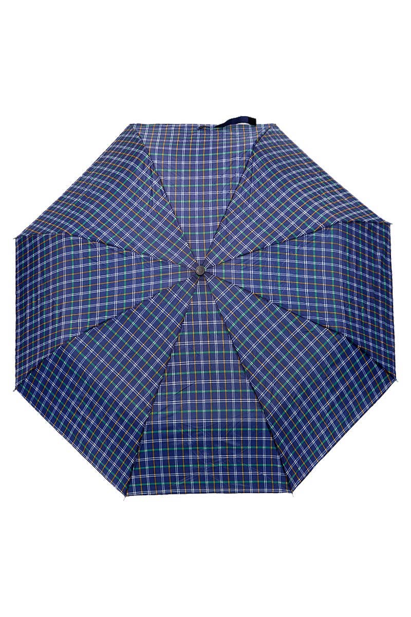 Blue Plaid Compact Umbrella