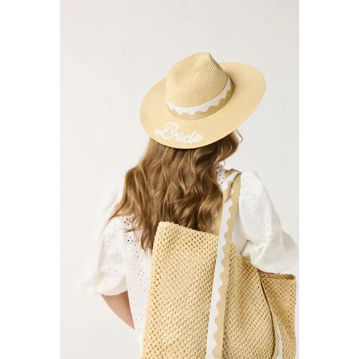 "Bride" Hat and Tote Set - Natural