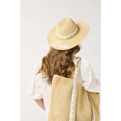 "Bride" Hat and Tote Set - Natural