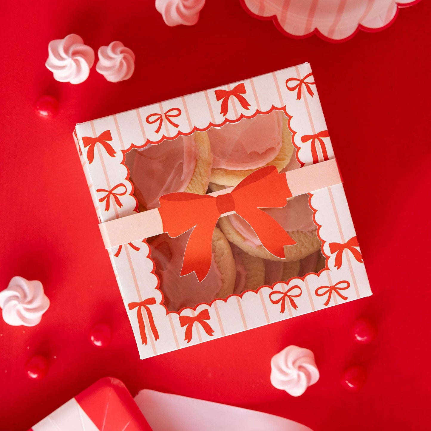 Holiday Red and Pink Bows Cookie Box