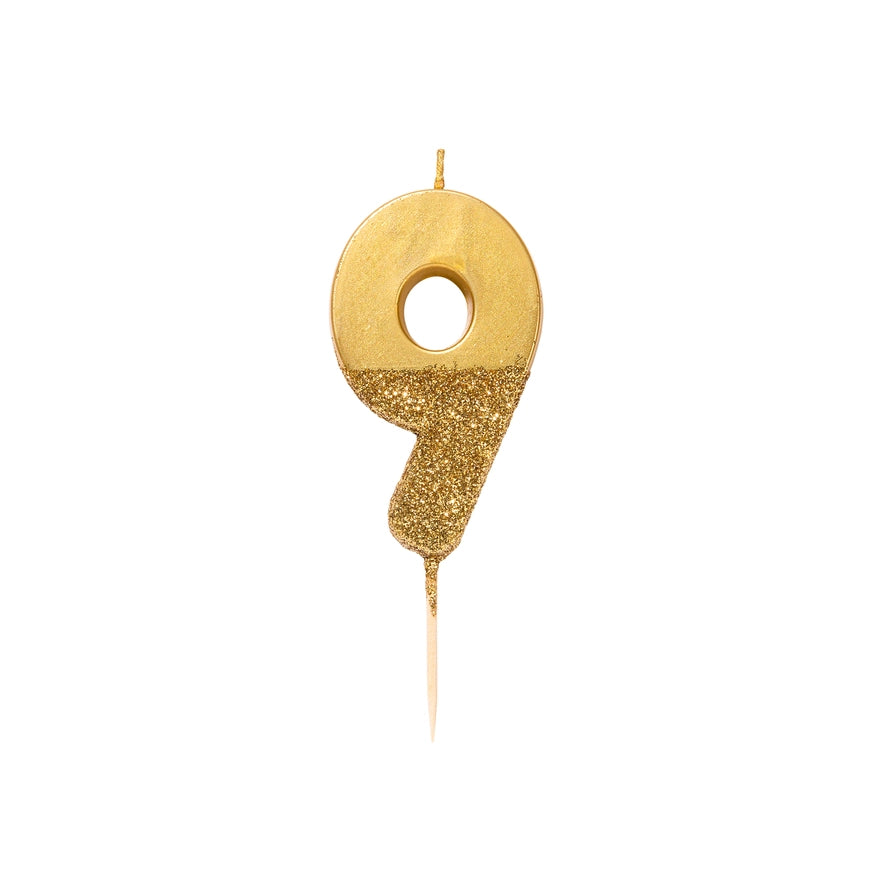 Gold Glitter Number Candles for Birthday, Anniversary, or any Celebration