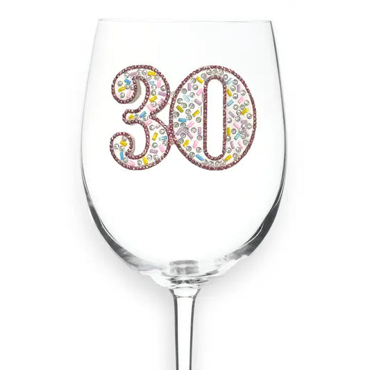 30th Birthday Stemmed Jeweled Wine Glass