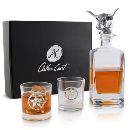 Longhorn Decanter Set with Pair of Glasses