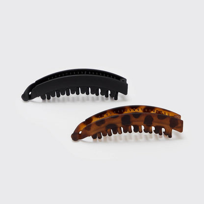 Banana Clip 2pc- Black & Tortise
