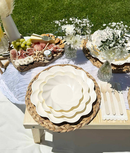 Cream Bamboo Dinner & Salad Plates