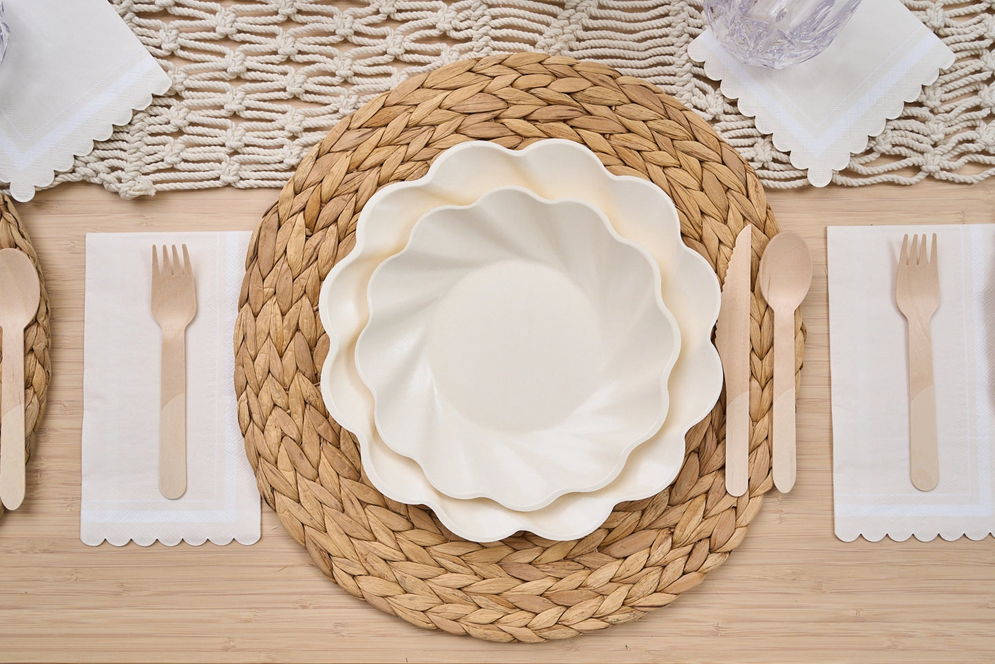 Cream Bamboo Dinner & Salad Plates