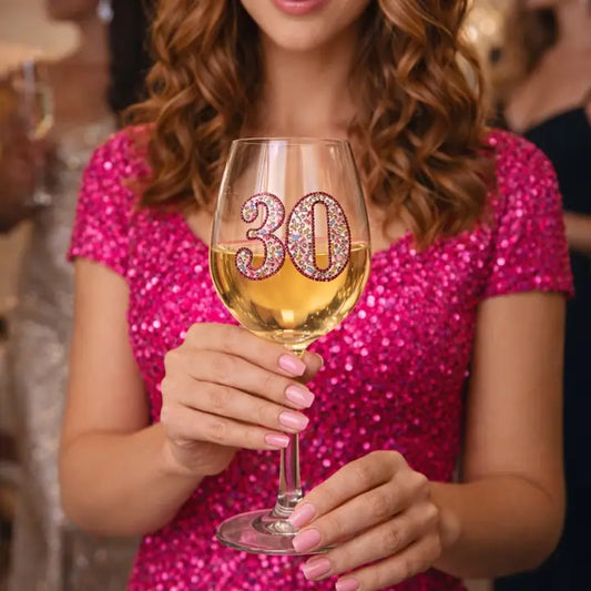 30th Birthday Stemmed Jeweled Wine Glass