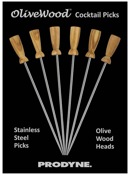 Olivewood Stainless Steel Cocktail Picks