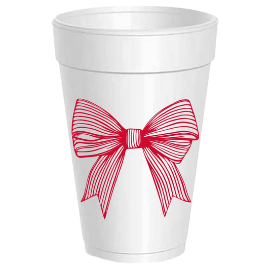 Striped Bow Foam Cup - 10 Pack