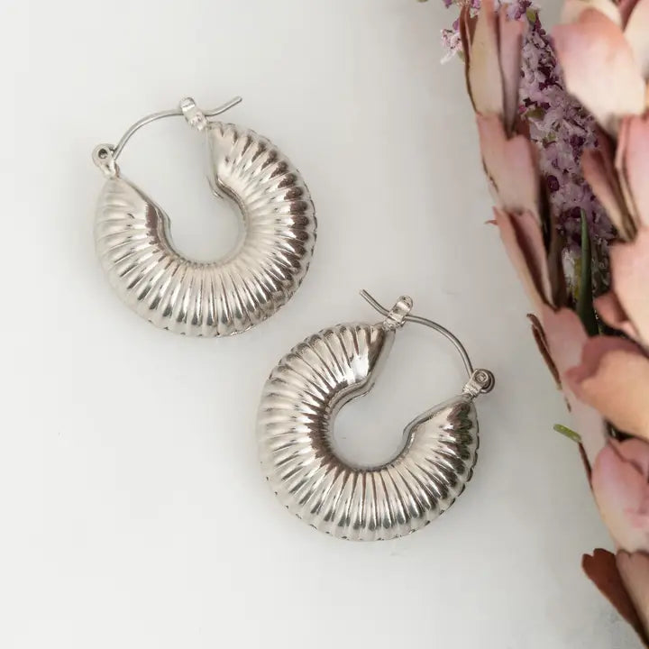 Classic Chunky Textured Hoop Nickel-Free Hoop Earrings