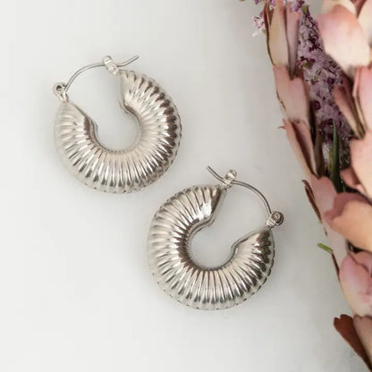 Classic Chunky Textured Hoop Nickel-Free Hoop Earrings