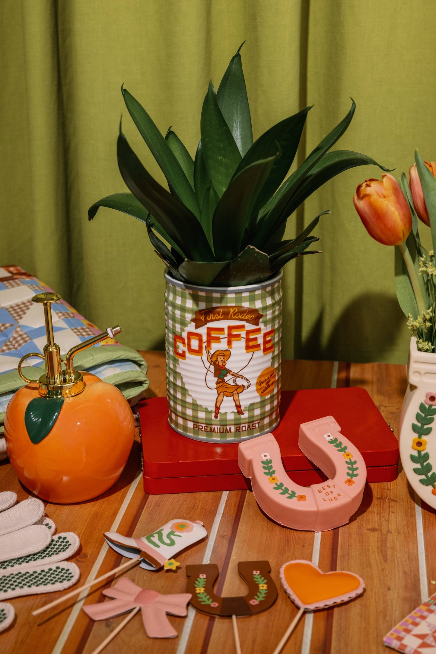 Coffee Cowgirl Ceramic Planter