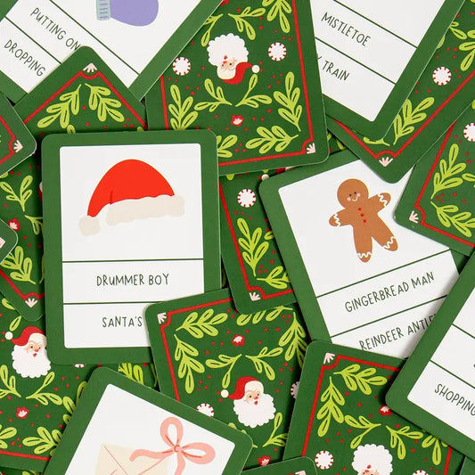 Christmas Charades Game - Deck of Cards + Storage Tin