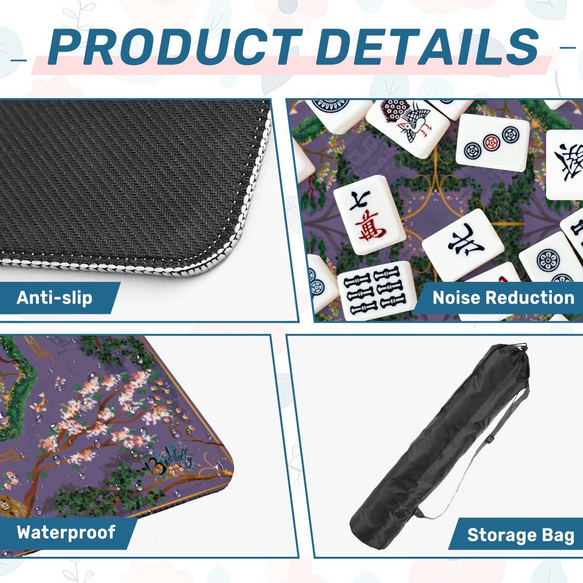 Mahjong Mat - Majestic Purple Chinoiserie